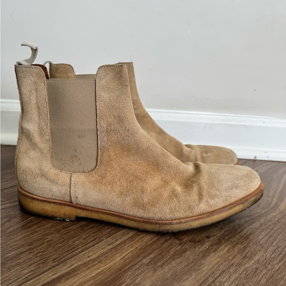 Common Projects Tan Chelsea Boots Suede Ankle-High